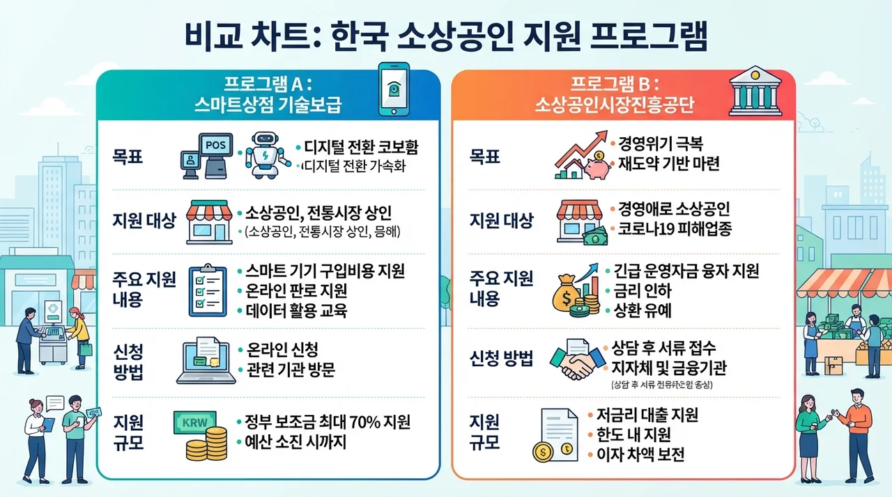 소상공인 에너지 지원사업 비교