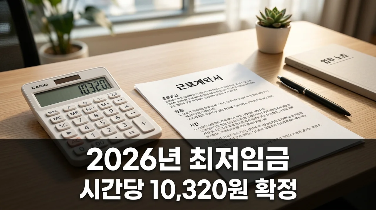 2026년 최저임금 최종 확정: 시간당 10,320원 월급 계산법