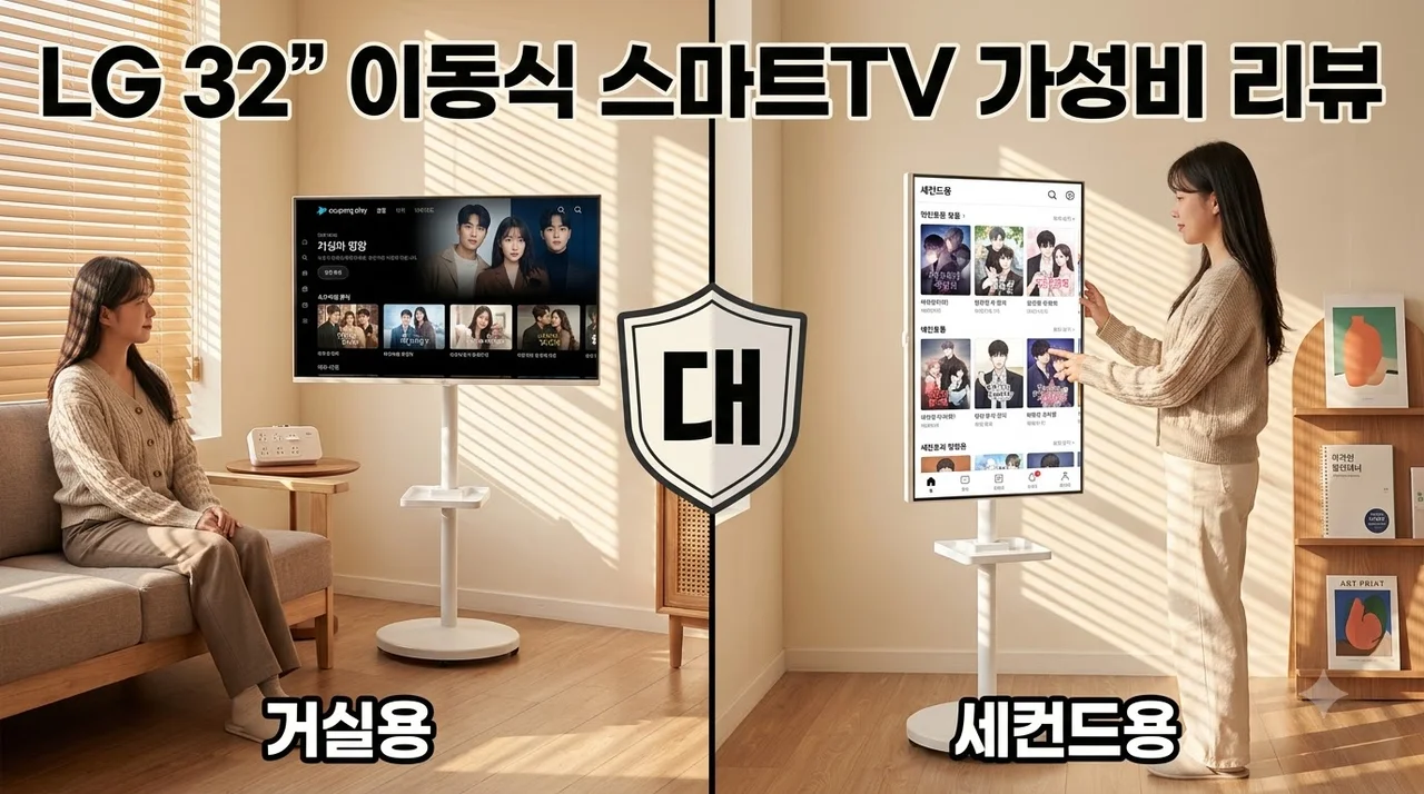 LG 32인치 이동식 스마트TV 스탠드 세트 가성비 끝판왕 후기